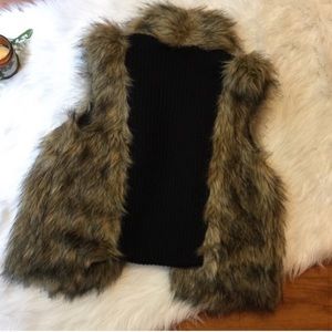 COPY - Walter Baker Faux Fur Black Lining Back Vest!
